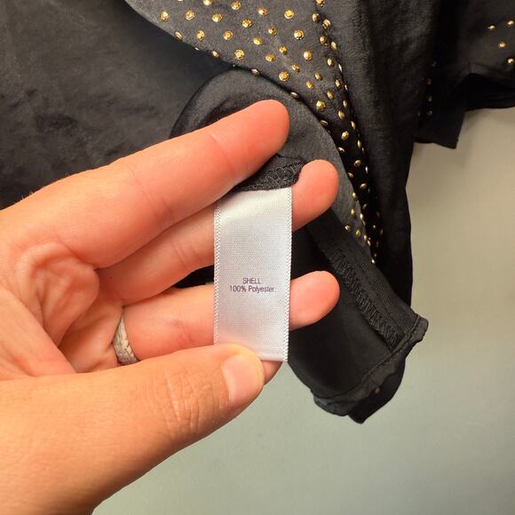 Jennifer Lopez Women's Cold Shoulder Studded Sleeve Blouse Black Size X-Small - Picture 5 of 6